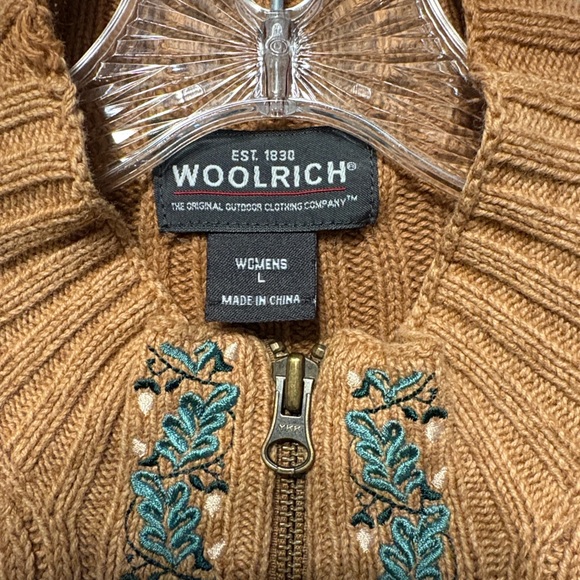 Vintage Woolrich Forest Sweater Vest L Camel Green Leaves Indi Granola Girl boho - Picture 8 of 9